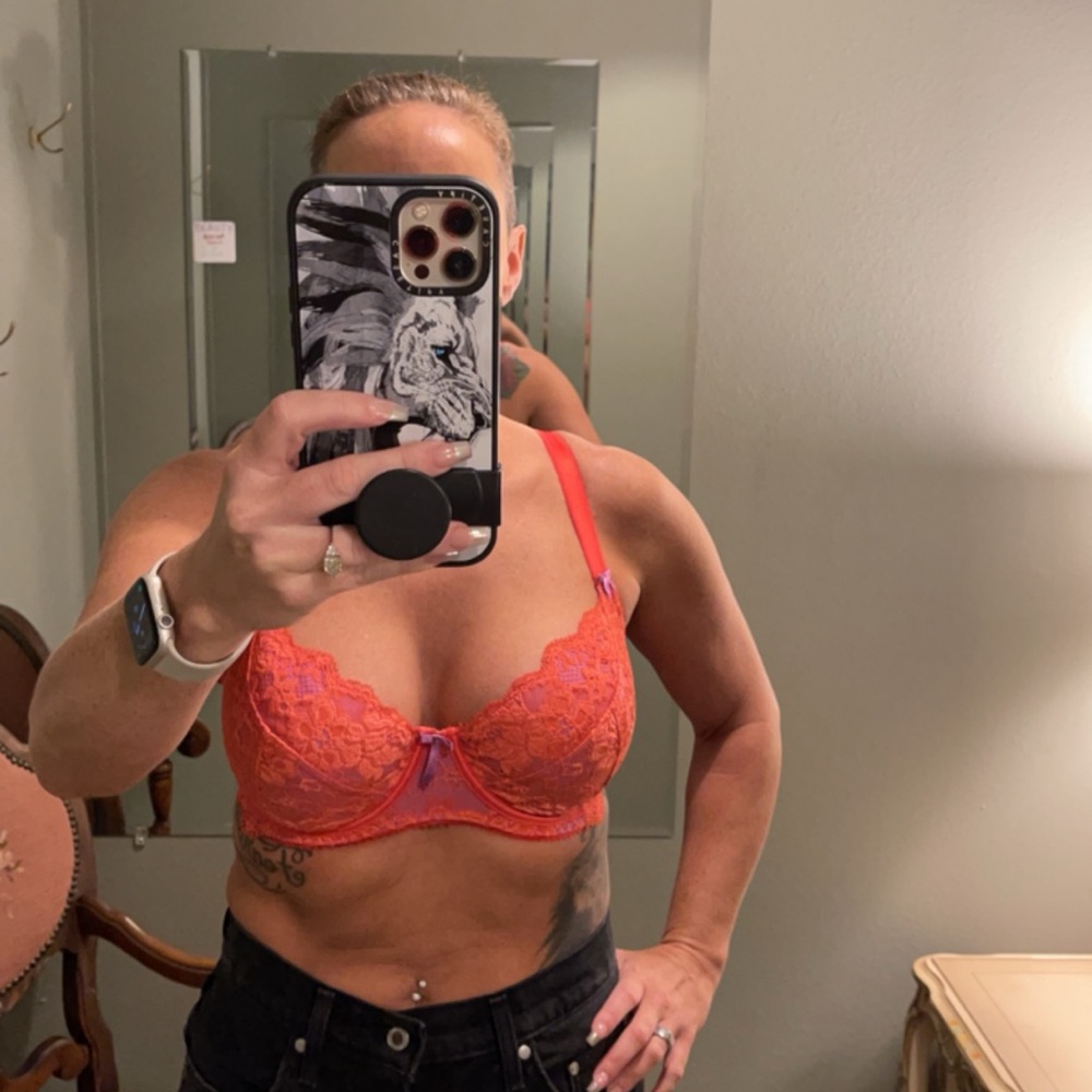 Pour Moi Amour non padded bra Orange/ultraviolet new with tags - Picture 5 of 9